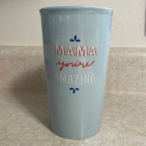 Mama your Amazing 12oz light blue travel mug with lid